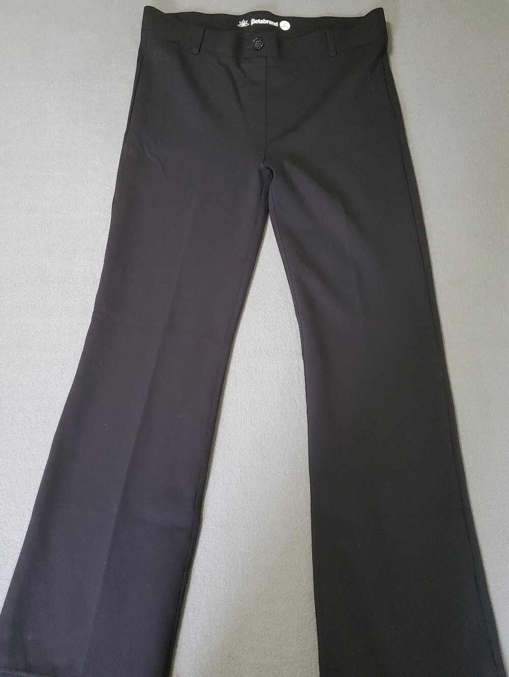 Betabrand black flare pants in a Large petite